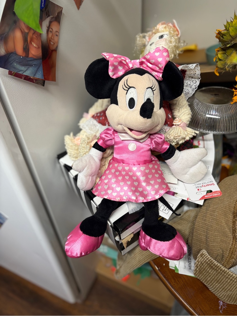 Disney Minnie Mouse Plush in Pink and Black Heart Dress